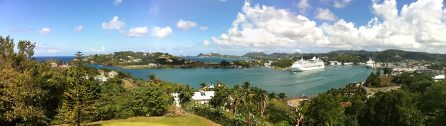 Castries Harbour with Cruise Ships in